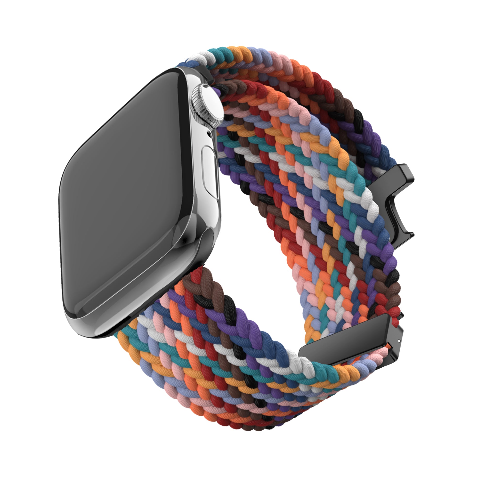 Bandz Apple Watch gevlochten nylon band met P-buckle (regenboog)