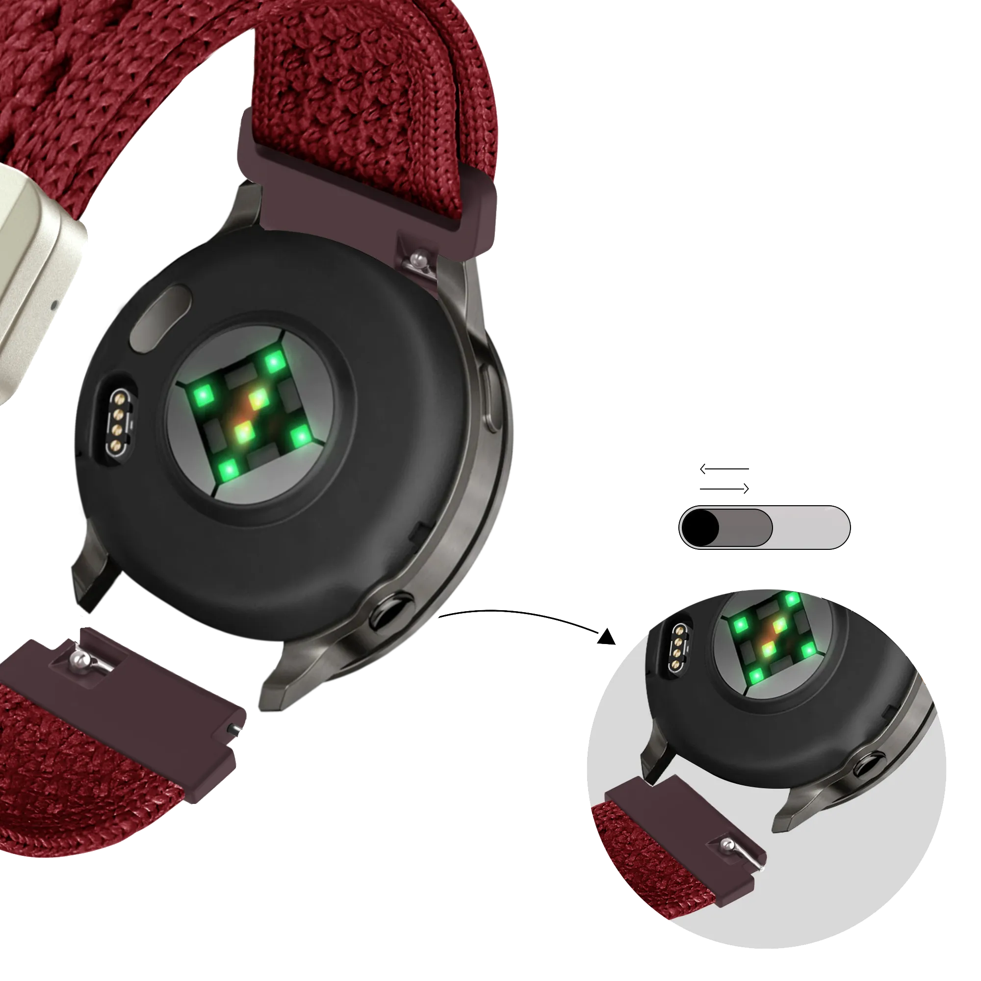 Bandz Garmin Approach J1 vintage nylon band (wijnrood)
