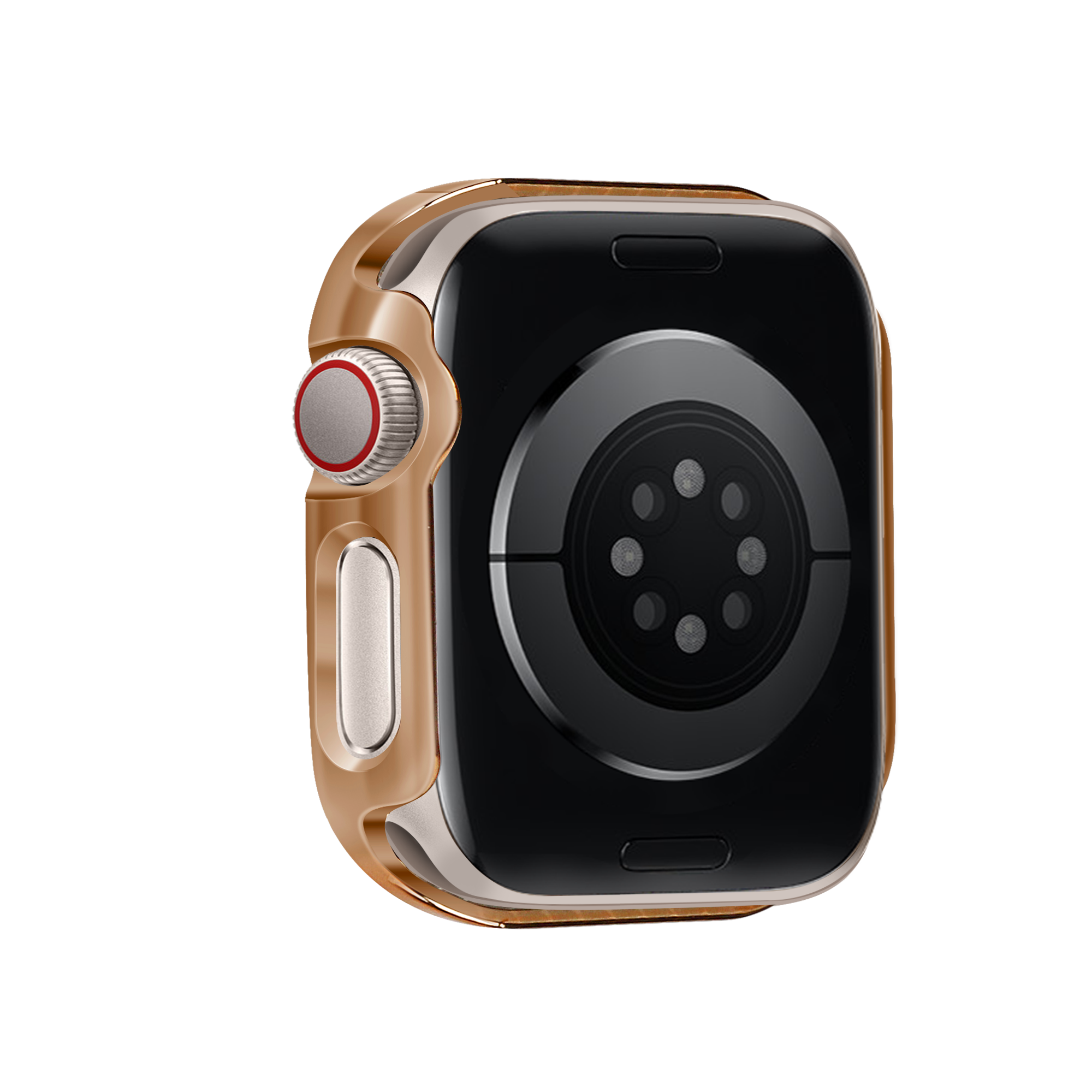 Bandz Apple Watch 11 - 42mm diamond hoesje met glas (rosé goud)