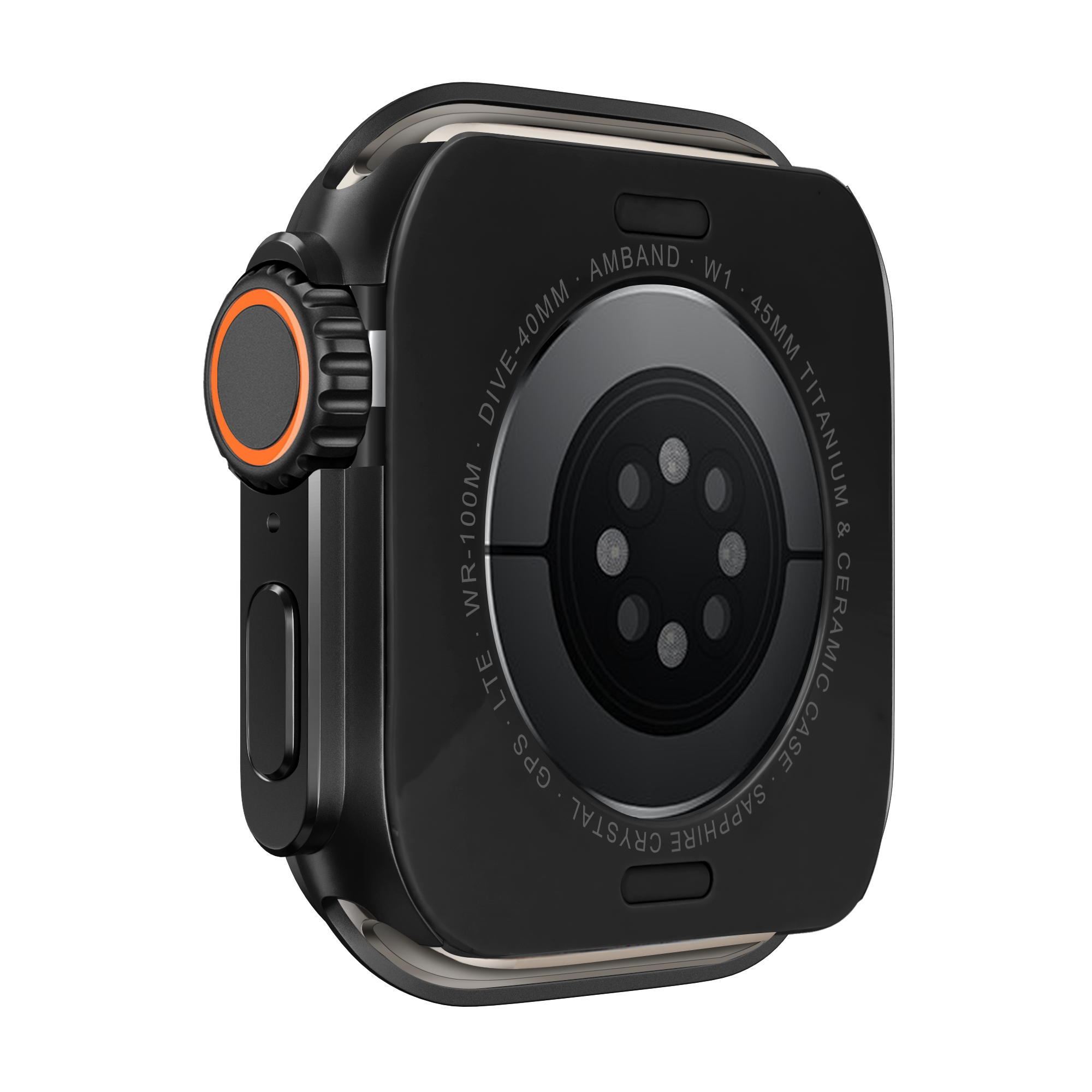 Bandz Apple Watch 7/8/9 - 45mm metalen hoesje (zwart)