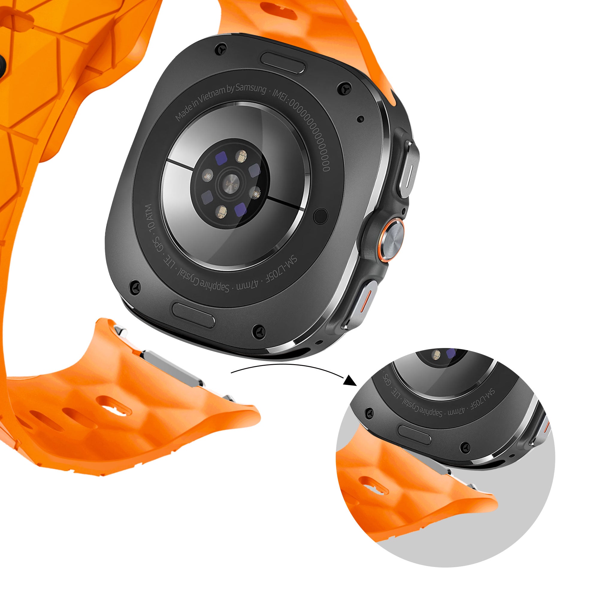 Bandz Samsung Galaxy Watch Ultra siliconen band 'Hexagons' (oranje)