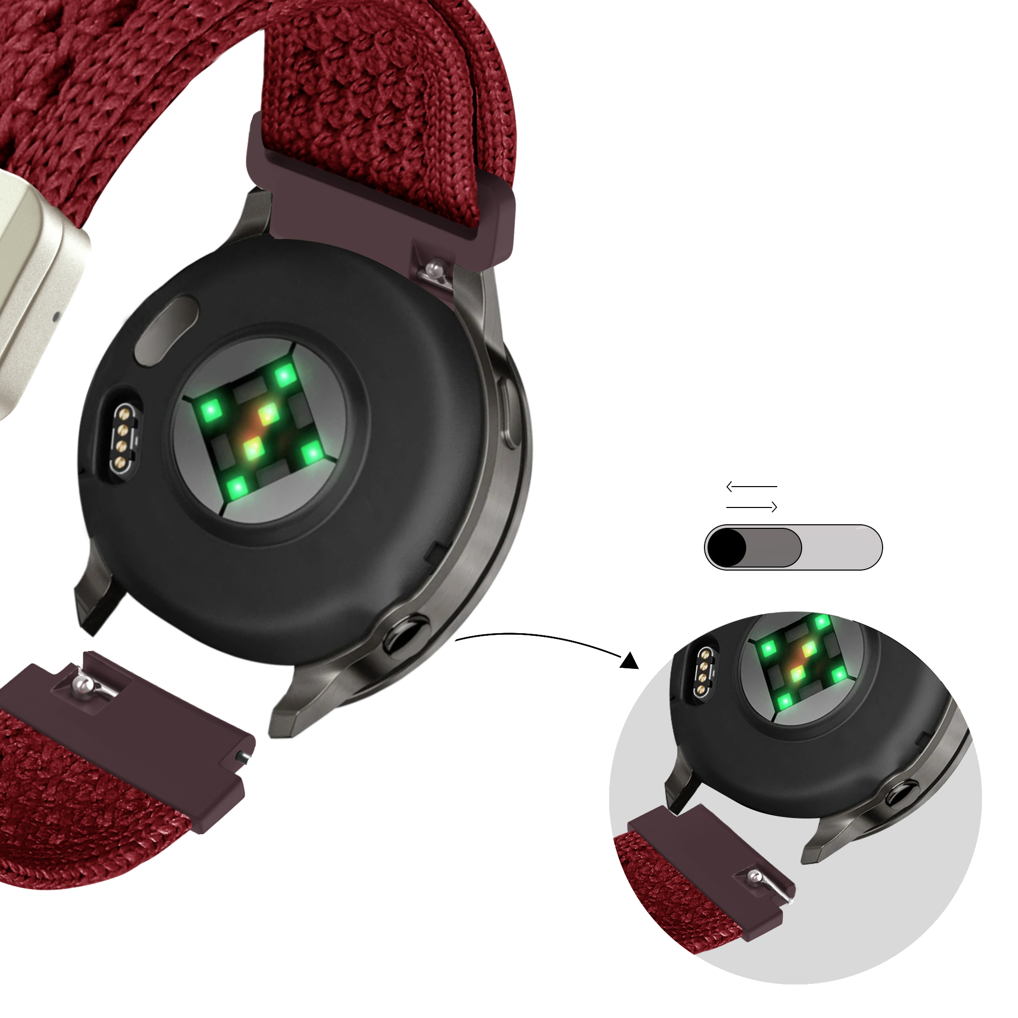 Bandz Garmin Bounce 2 Vintage Nylon Strap (Wine Red)