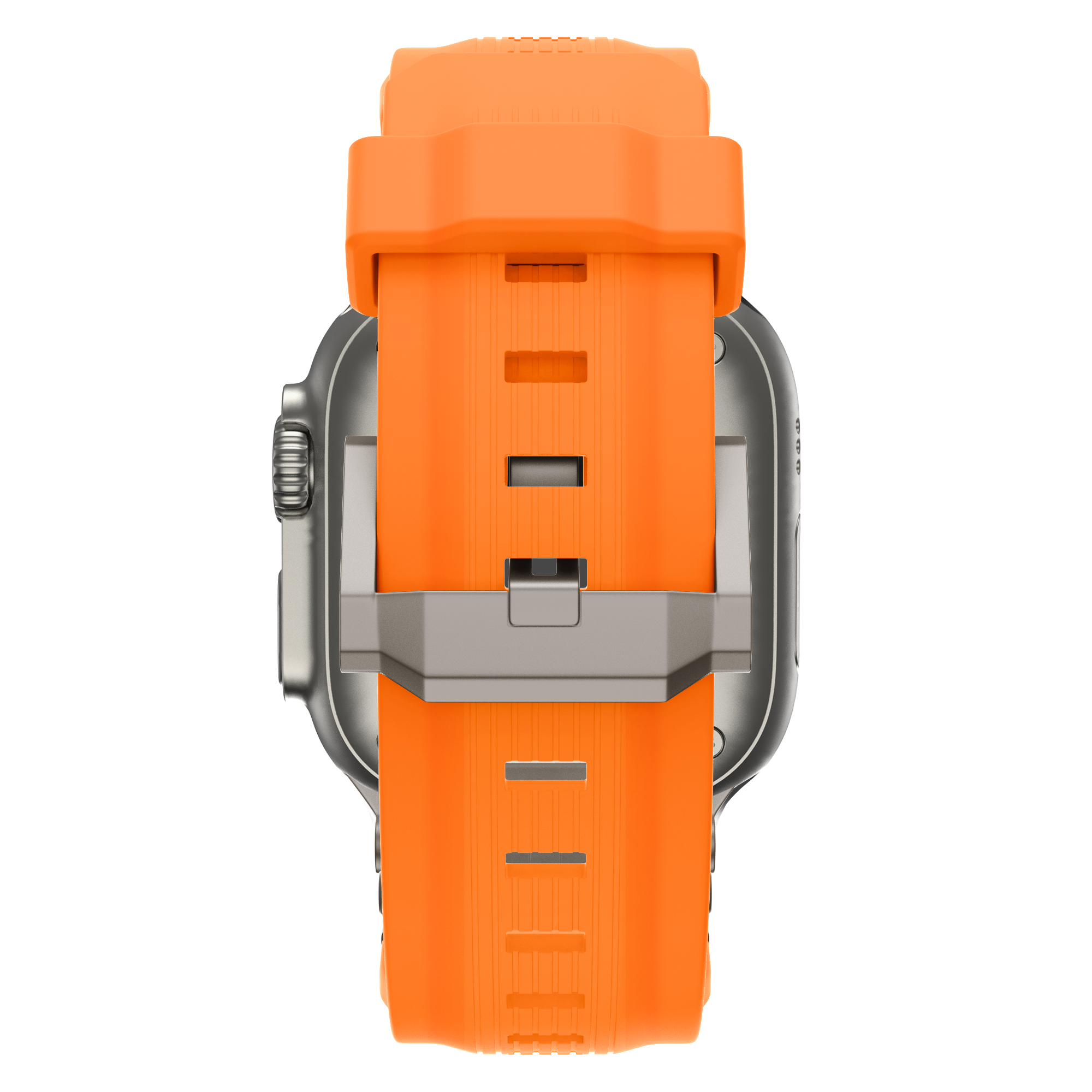 Bandz Apple Watch Liquid Silicone Strap 'Explorer' (Orange with Titanium)