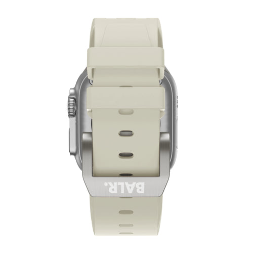 BALR Apple Watch Ultra liquid siliconen band (beige/titanium)
