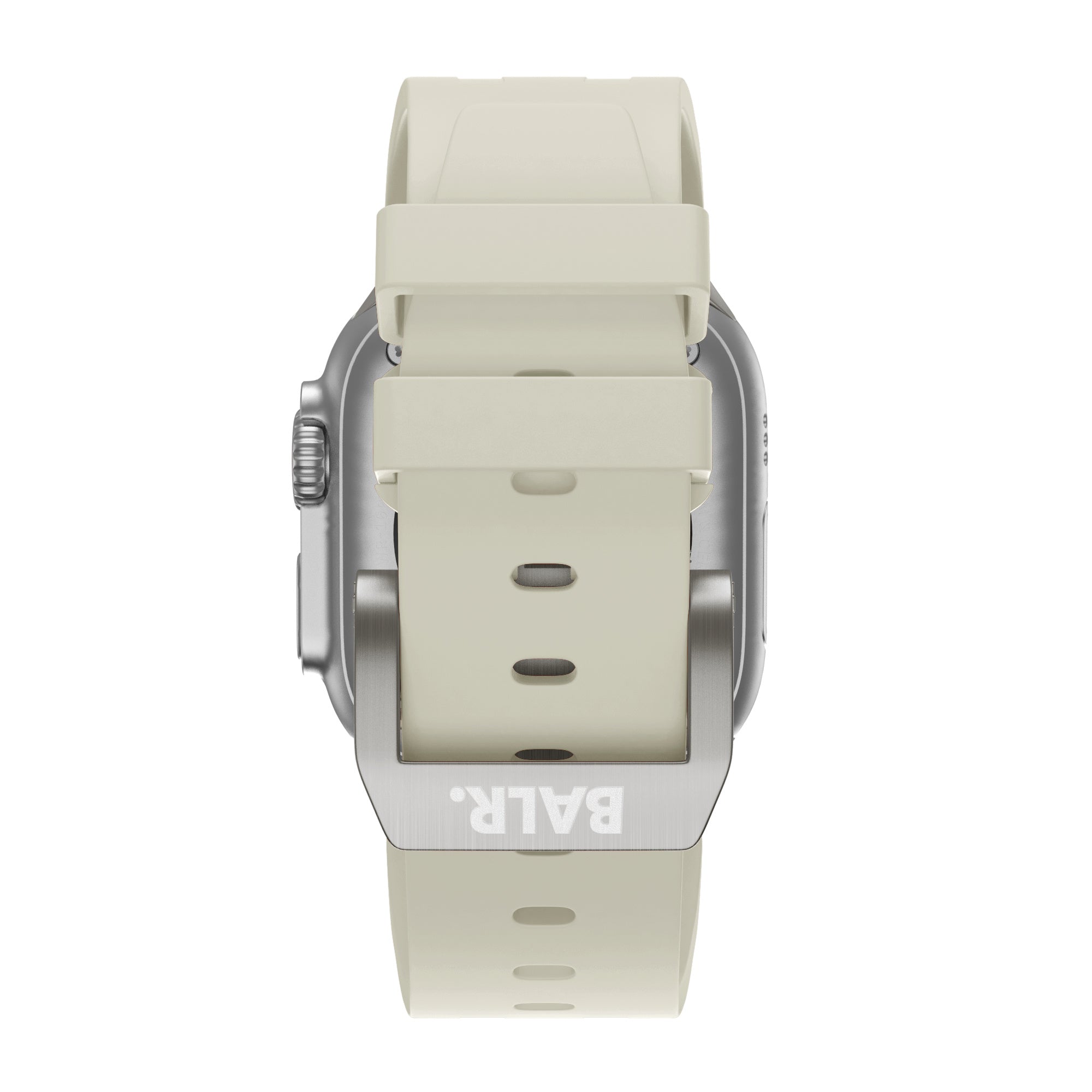 BALR Apple Watch Ultra liquid siliconen band (beige/titanium)