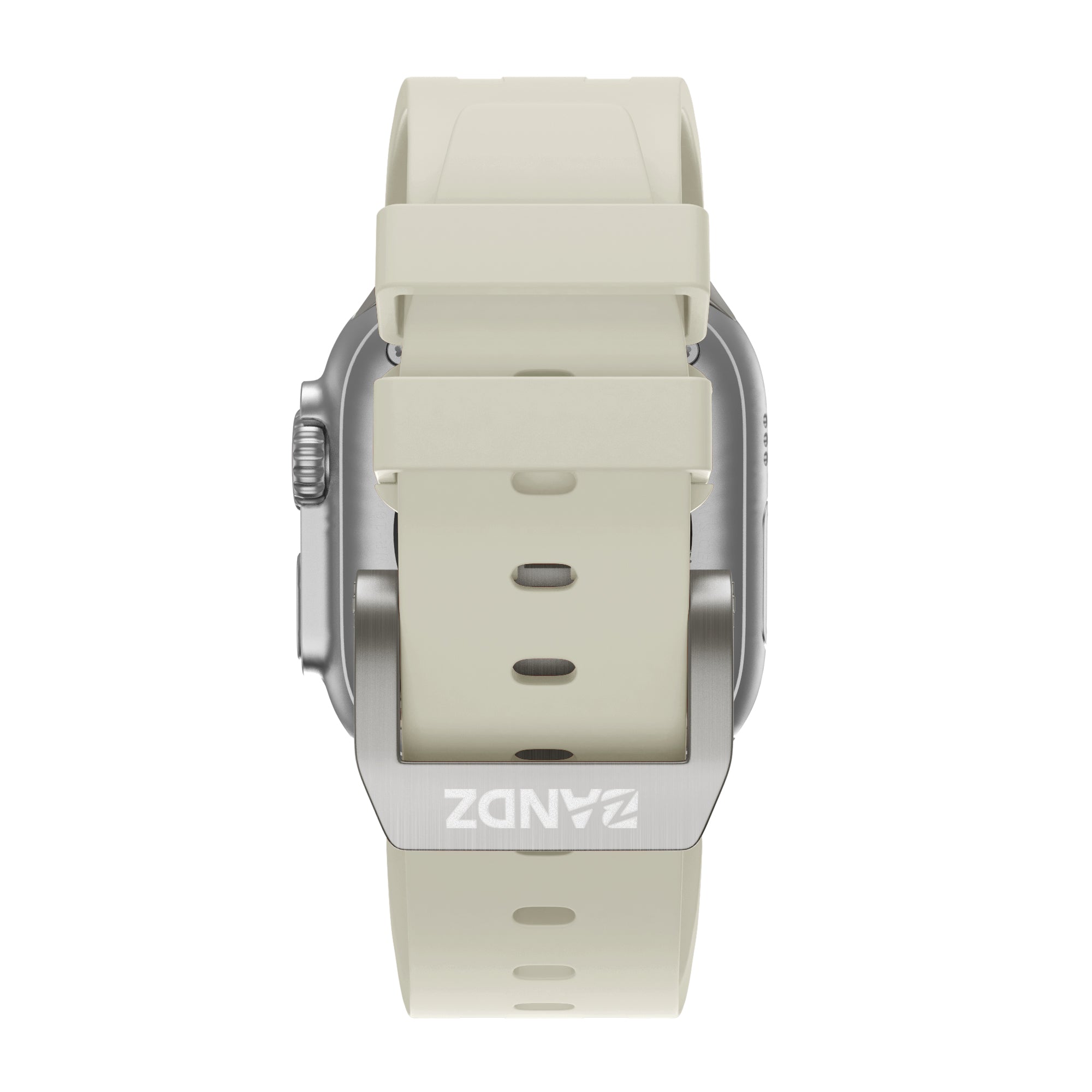 Bandz Apple Watch siliconen band 'Luxe Liquid' (beige met titanium)