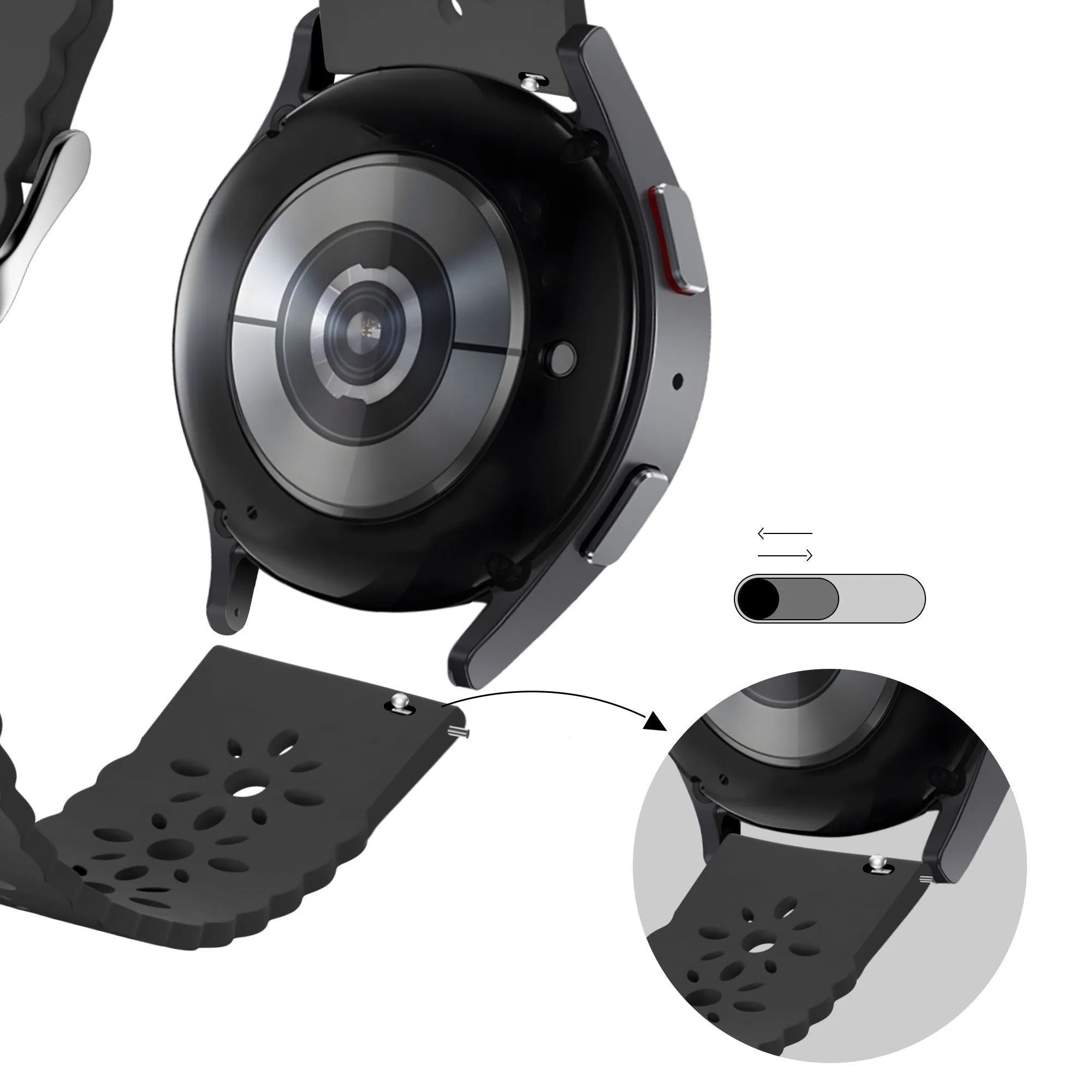 Bandz Coros Apex 2 siliconen band met bloemenpatroon (zwart)