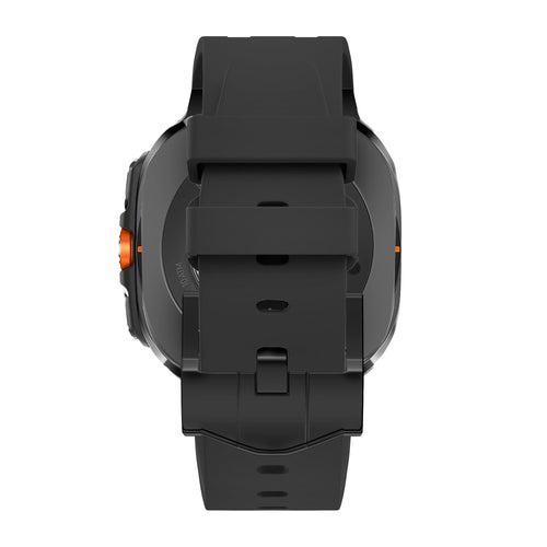 Bandz Samsung Galaxy Watch Ultra 2 siliconen band 'Luxe Liquid' (oranje met zwart)
