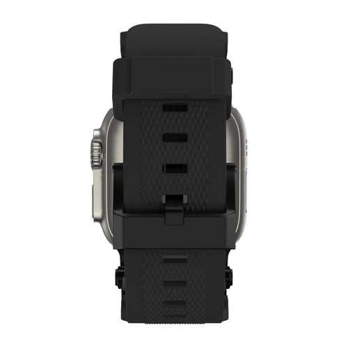Bandz Apple Watch siliconen band 'Explorer' (zwart met zwart)