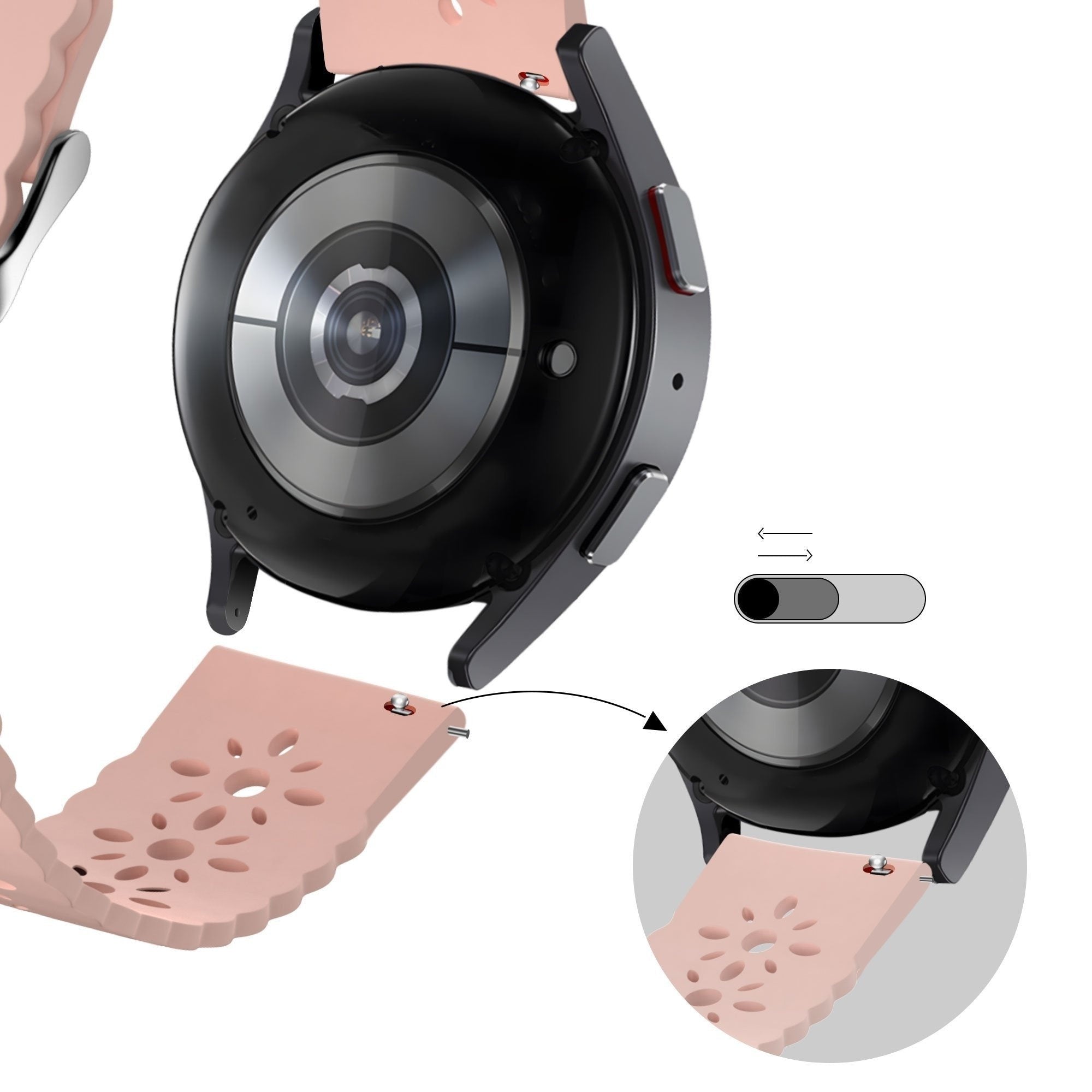 Bandz Coros Apex 2 siliconen band met bloemenpatroon (roze)