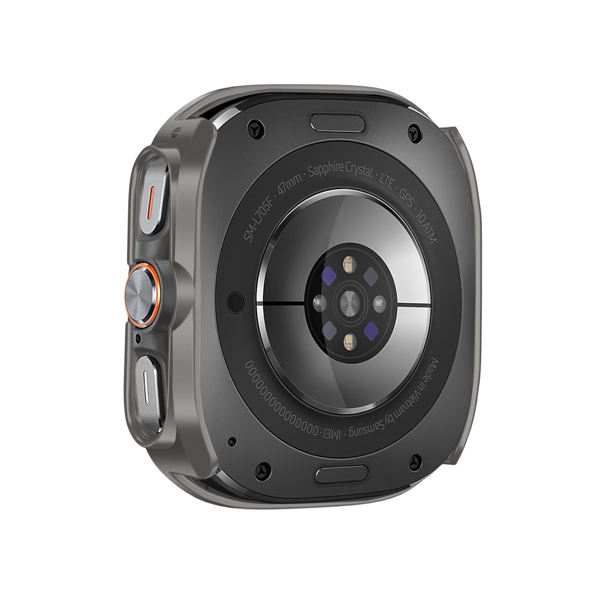 Bandz Samsung Galaxy Watch Ultra PC hoesje met glas (titanium grijs)