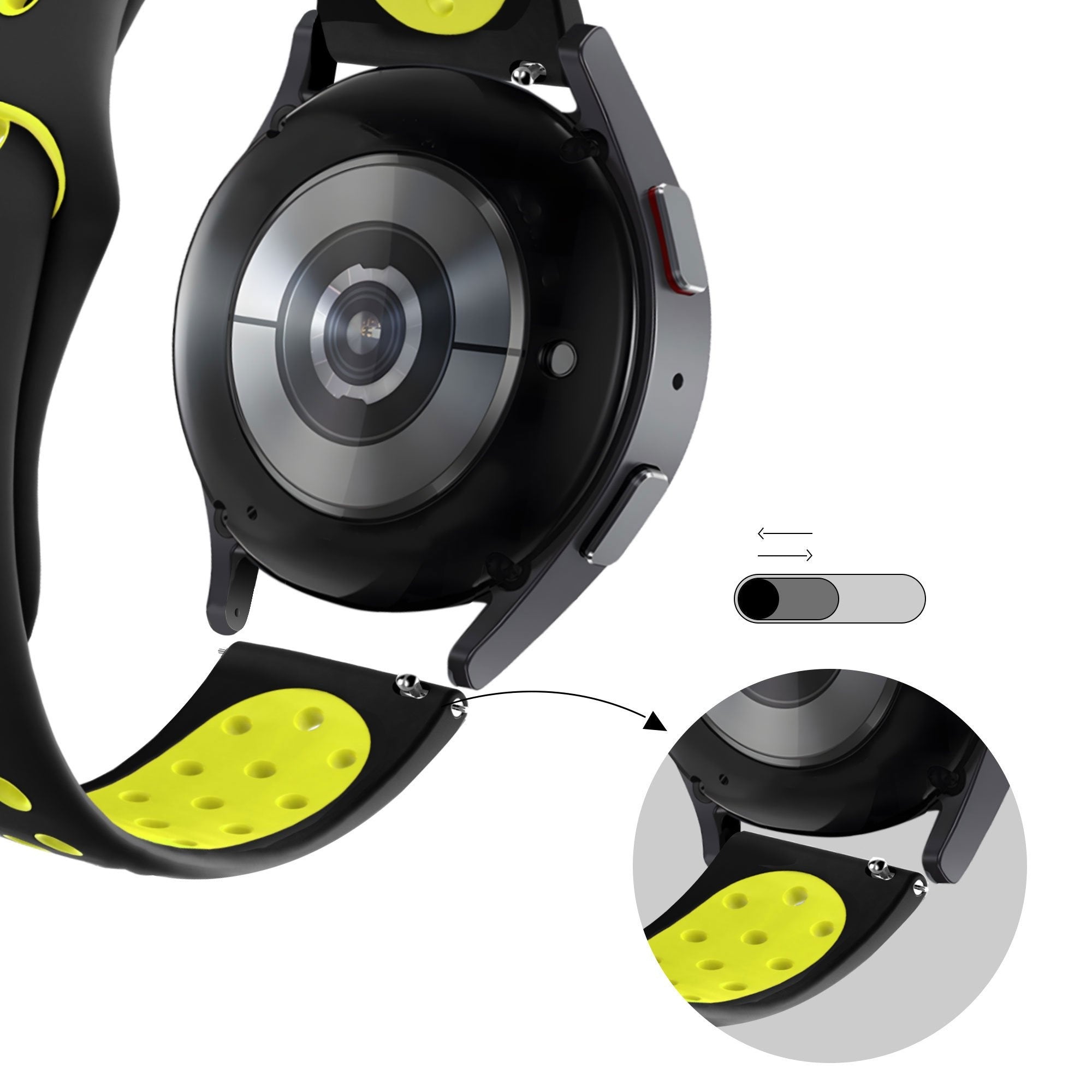 Bandz Huawei Watch GT 6 Pro - 46mm Sport Strap 'Deluxe' (Black/Yellow)