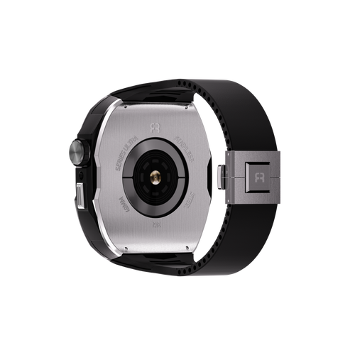 Reqior Apple Watch 45mm case met rubberen band (zilver)