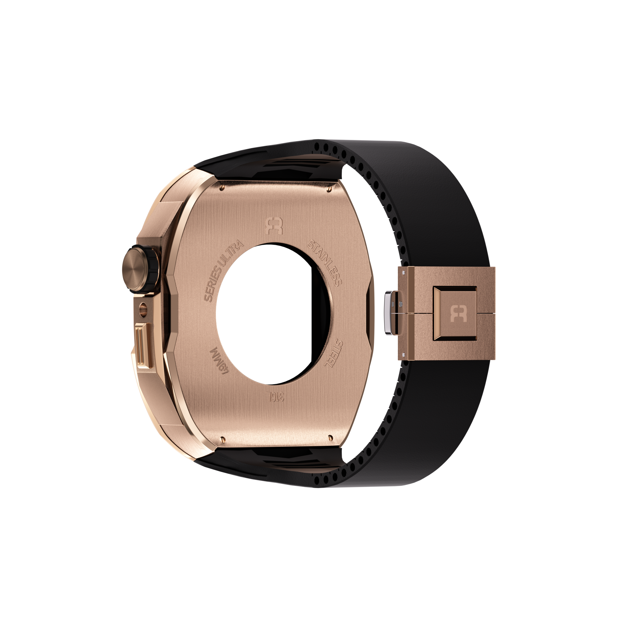 Reqior Apple Watch 45mm Case with Rubber Strap (Rose Gold)
