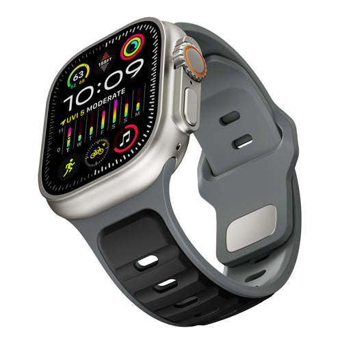 Apple Watch premium outdoor siliconen bandje (zwart/grijs)
