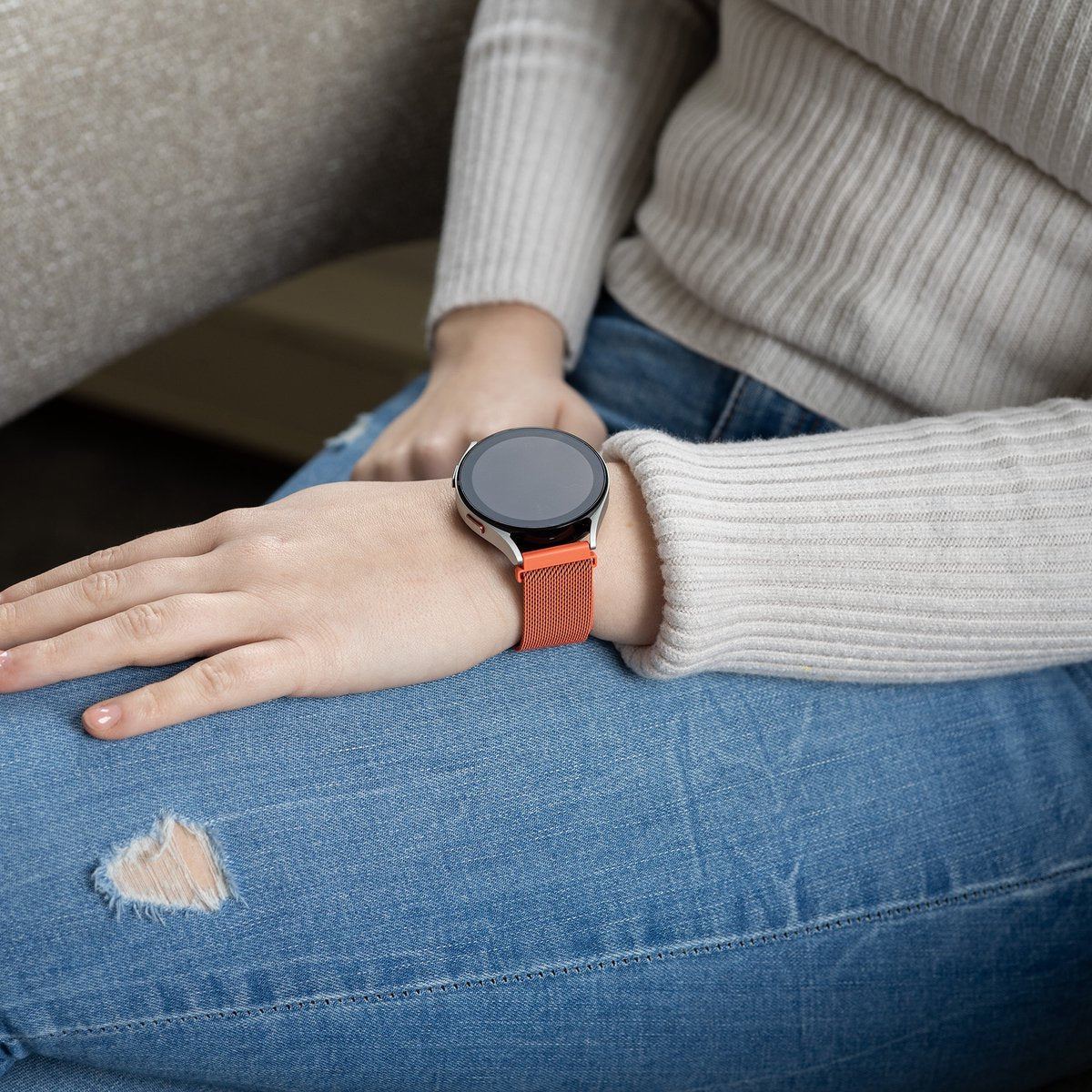 Samsung Galaxy Watch 6 - 44mm Milanese band (oranje)