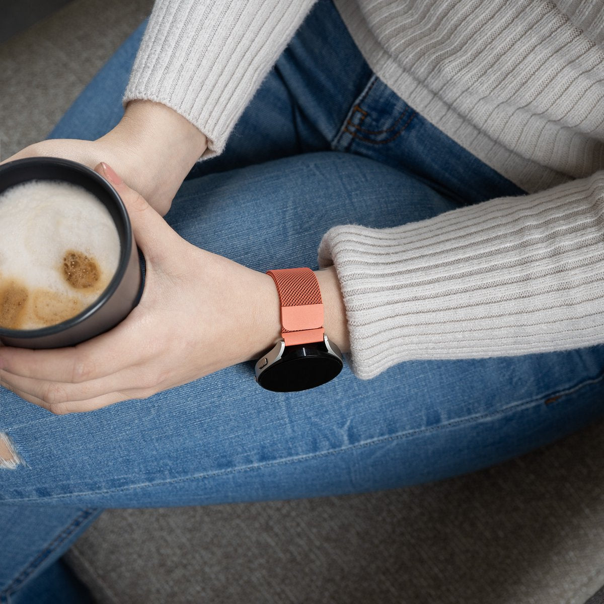 Samsung Galaxy Watch 6 - 44mm Milanese band (oranje)