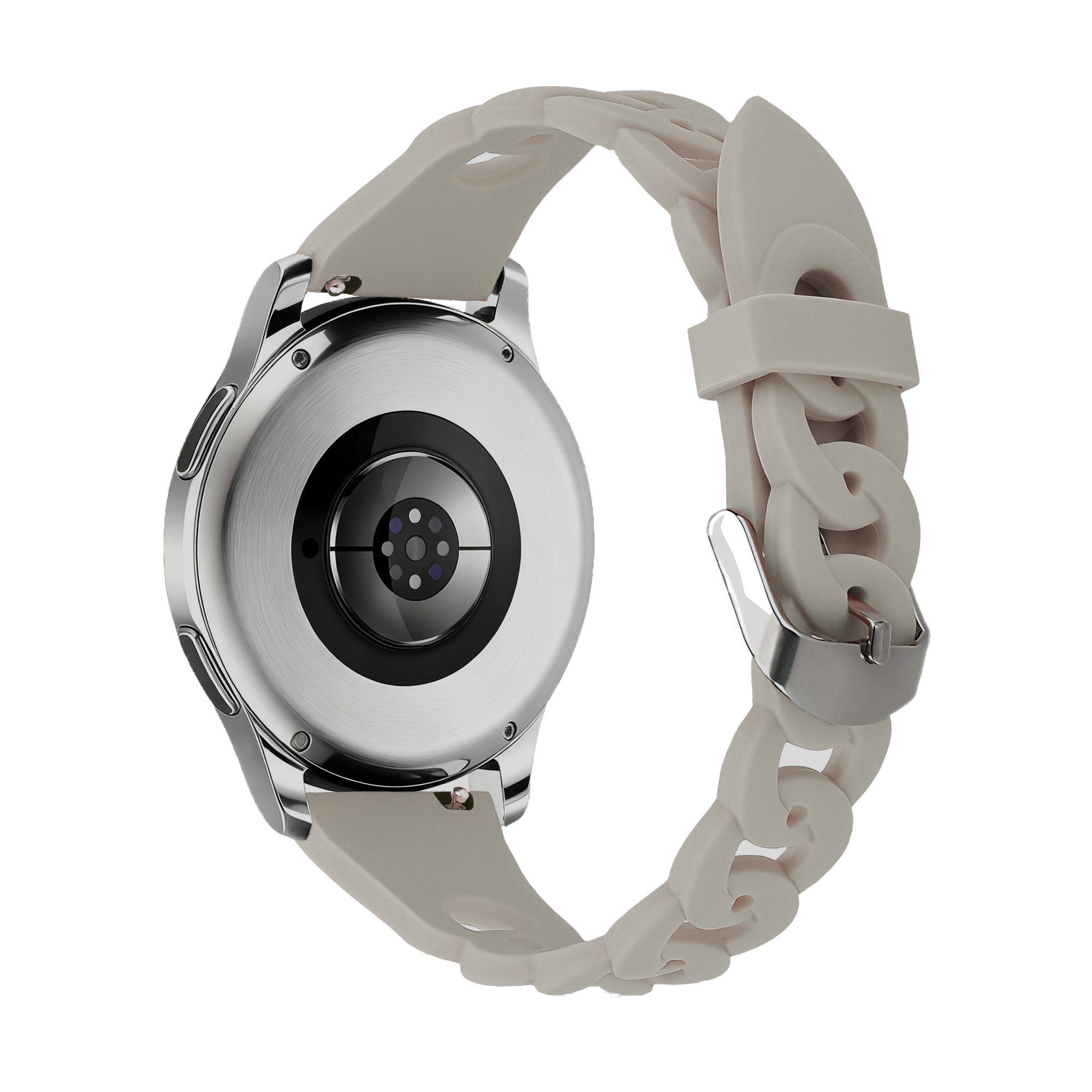 Bandz Withings ScanWatch 2 - 42mm siliconen band 'Chains' (lichtgrijs)