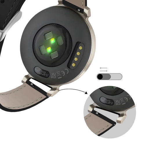 Leren horlogeband 14mm - universeel - zwart