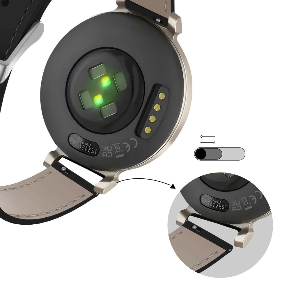 Leren horlogeband 14mm - universeel - zwart