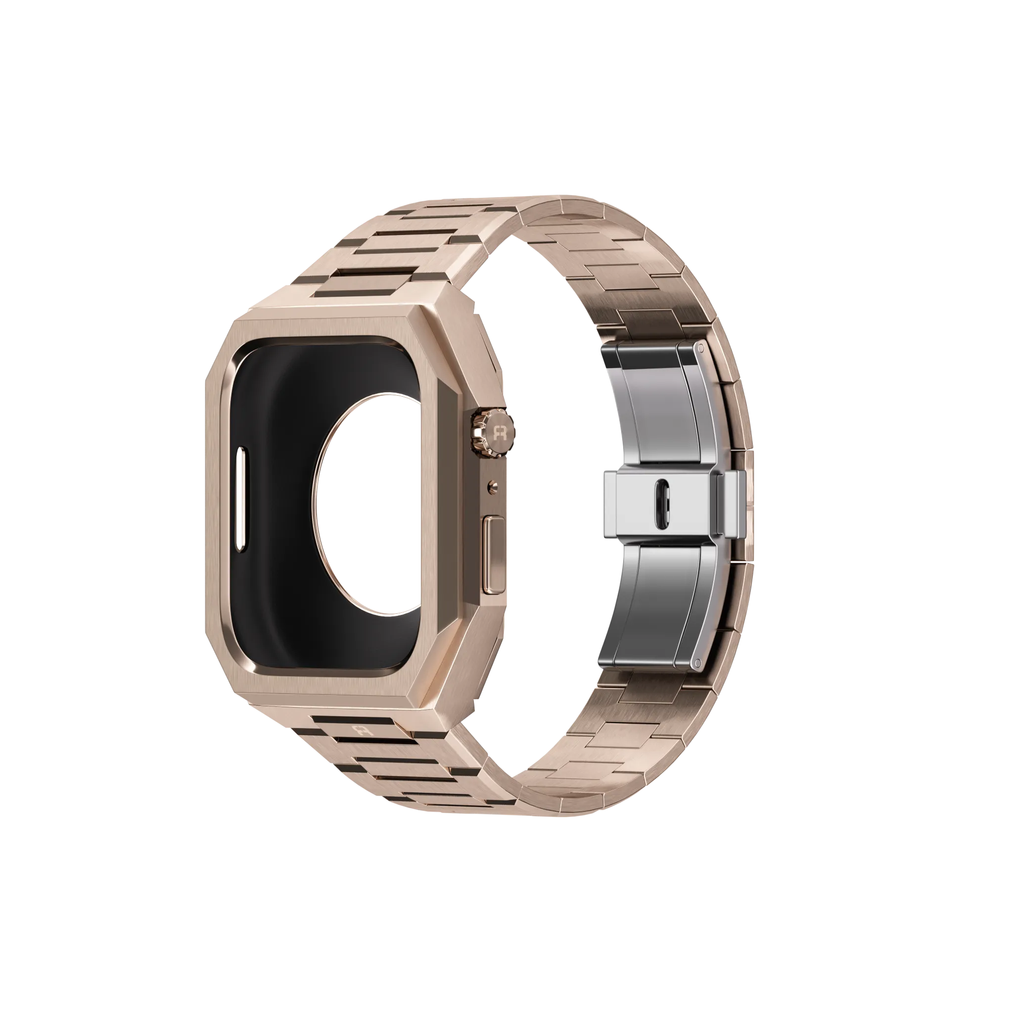 Reqior Apple Watch 45mm case met stalen band 'Nautilus' (roségoud)