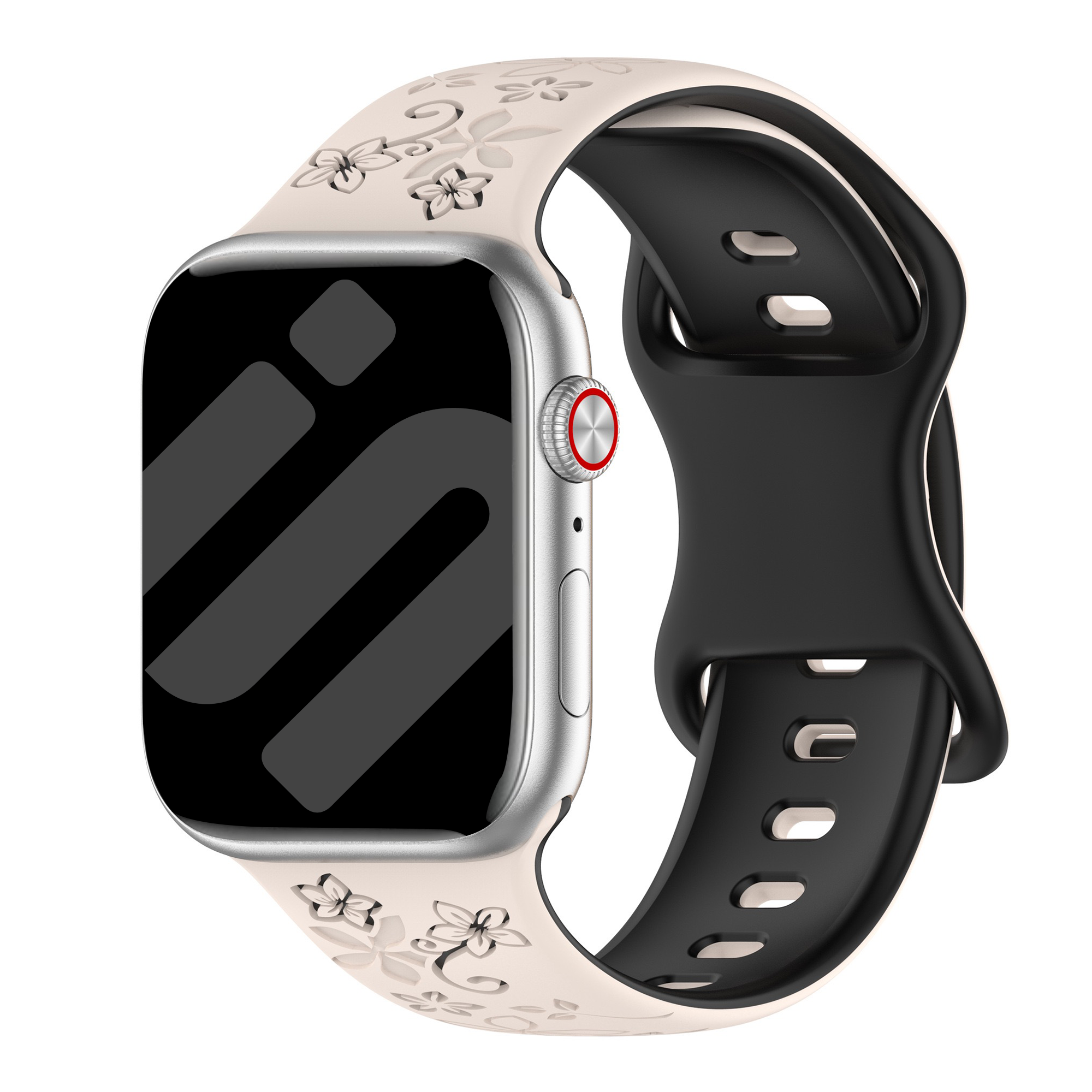 Apple Watch Flower siliconen band (sterrenlicht/zwart)