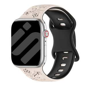 Apple Watch Flower siliconen band (sterrenlicht/zwart)