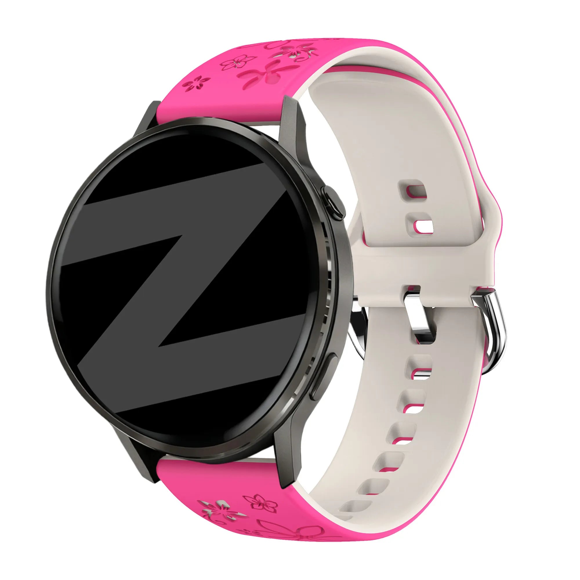 Bandz Garmin Vivomove 3s Silicone Strap 'Flowers' (Bright Pink/Starlight)