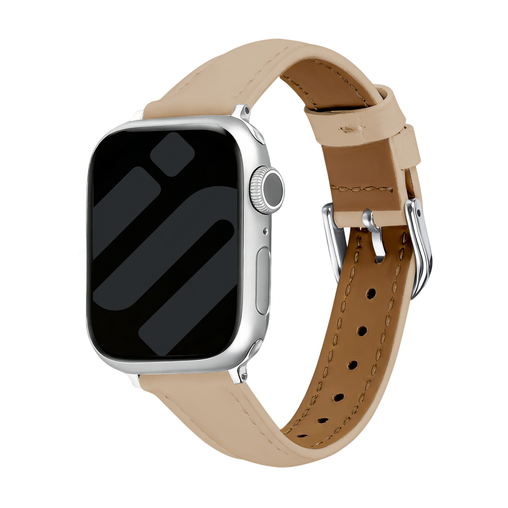 Apple Watch slimfit leren band (milk tea)