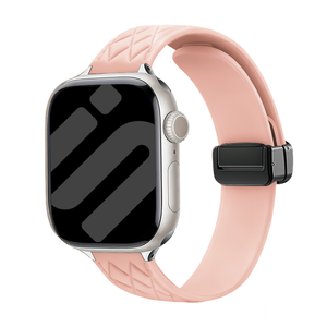 Apple Watch D-buckle siliconen diamond bandje (roze)