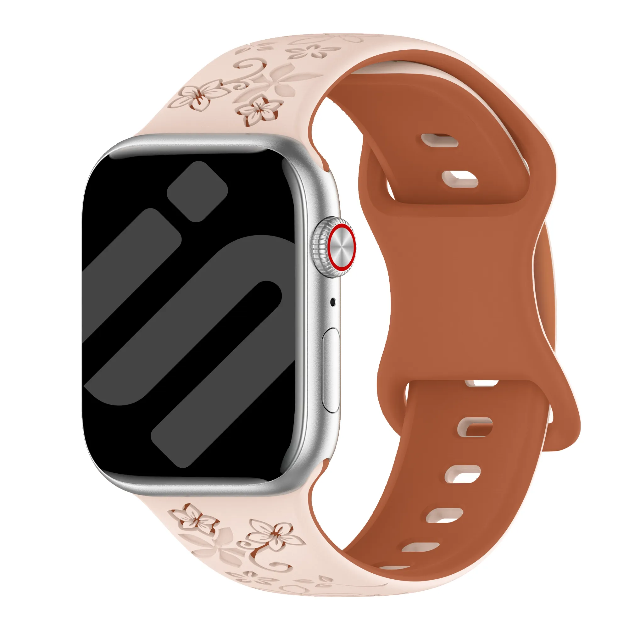 Apple Watch Flower siliconen band (milk tea/bruin)