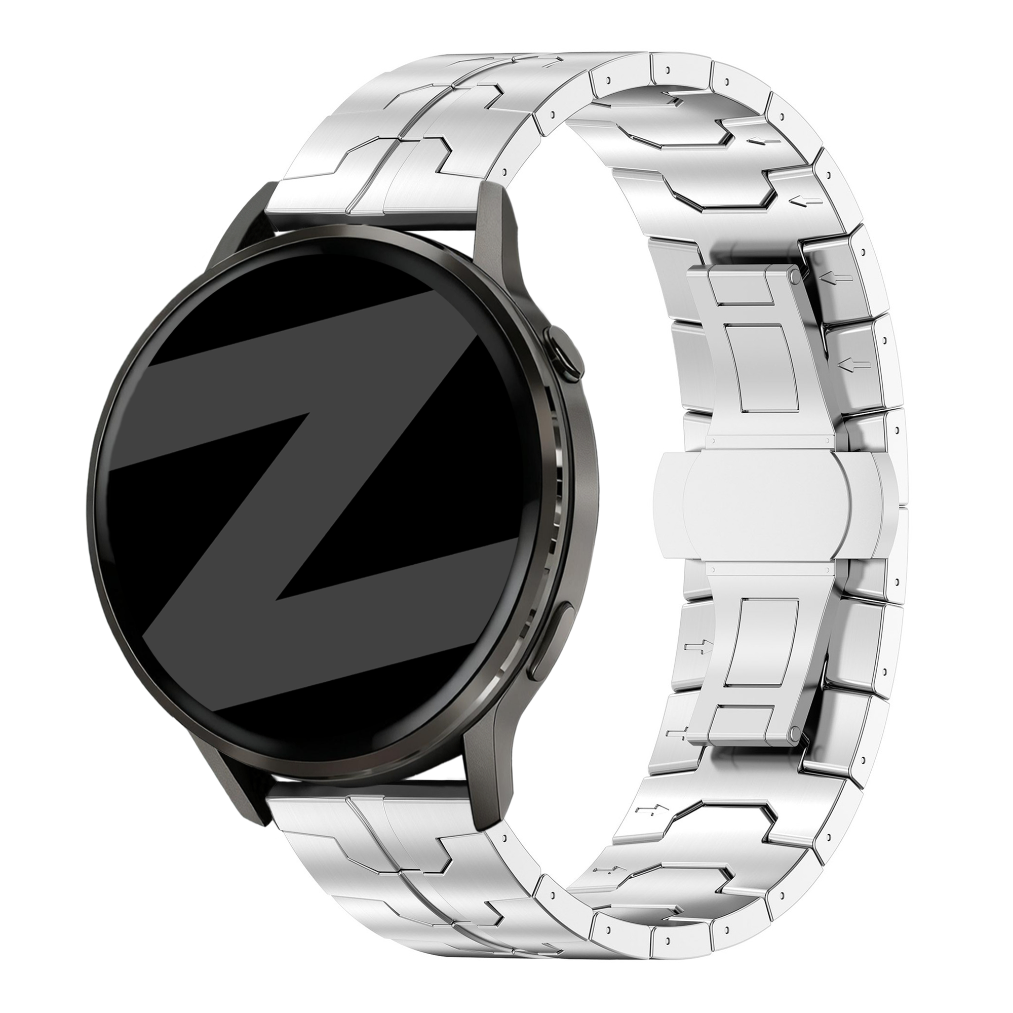 Bandz Garmin Vivoactive 4 stalen band 'Iron' (zilver)