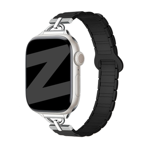 Bandz Apple Watch magnetische siliconen band 'Slim' (zwart)