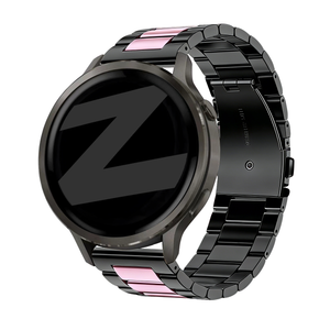 Bandz Garmin Venu 2s stalen band 'Classic' (zwart/roze)