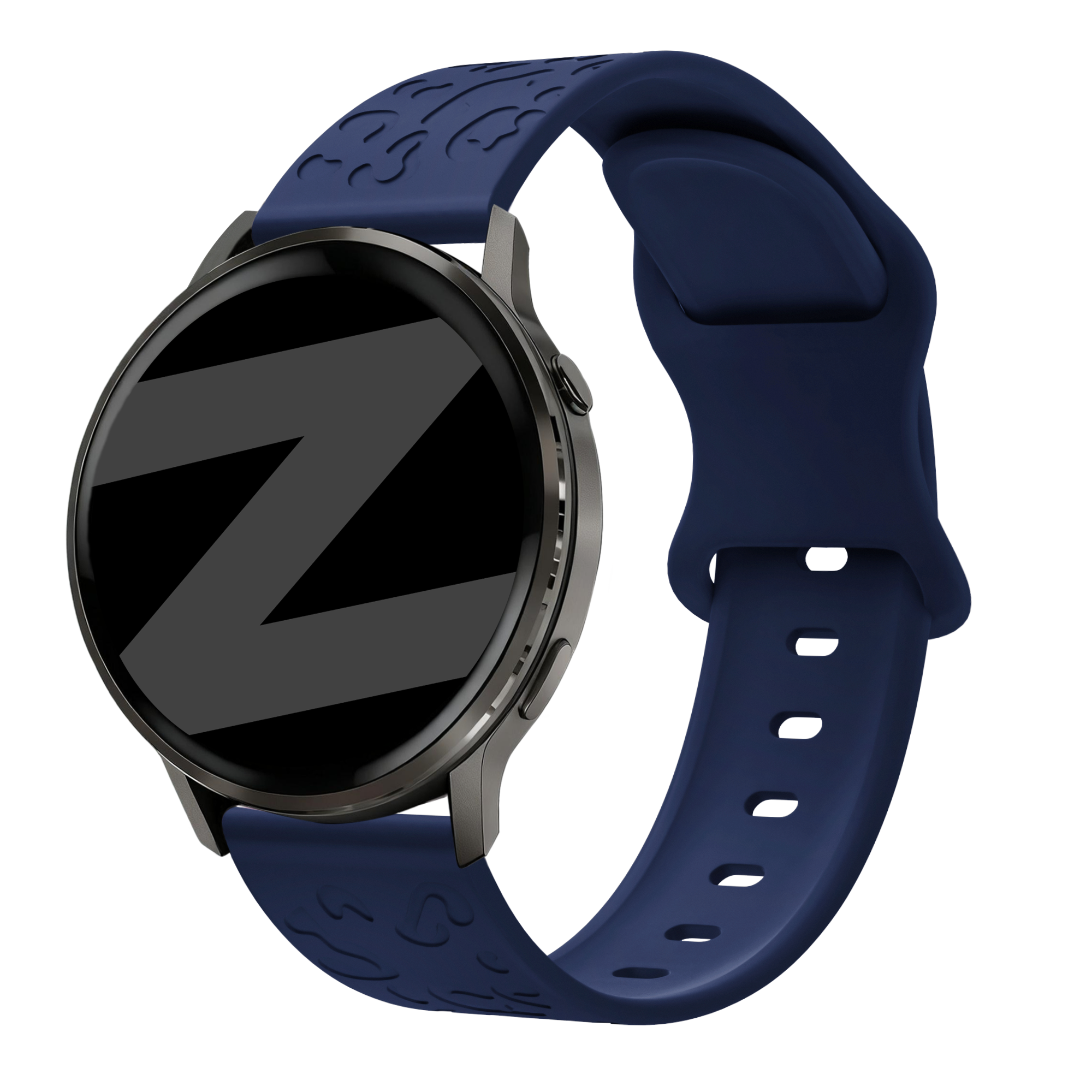Bandz Garmin Forerunner 570 - 42mm siliconen band 'Leopard' (donkerblauw)