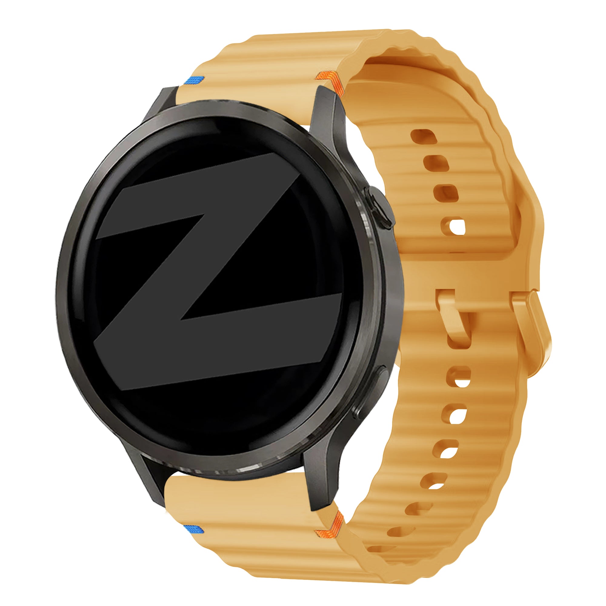 Bandz Garmin Forerunner 265s siliconen band 'Wave' (donkergeel)