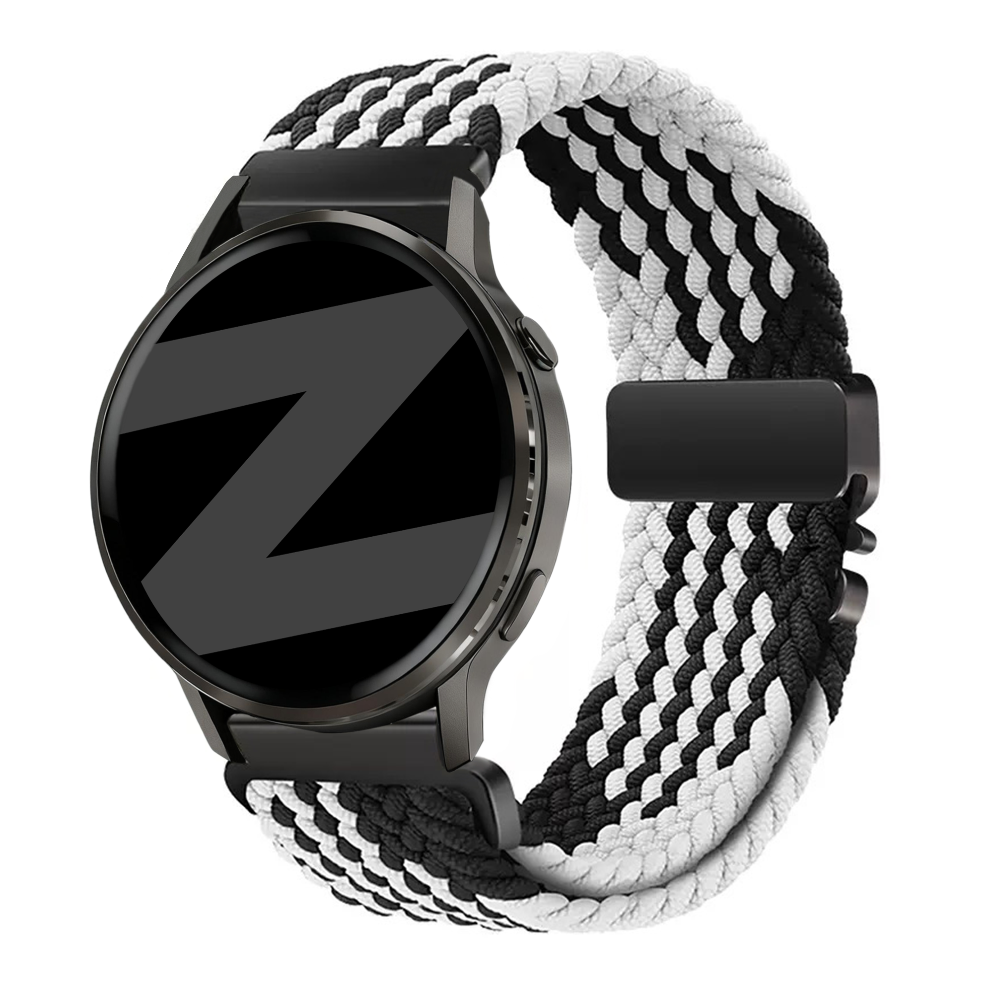 Bandz Garmin Venu SQ gevlochten band 'Parachute' (zwart/wit)