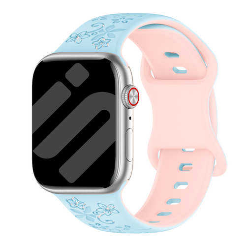 Apple Watch Flower Silicone Strap (Blue/Pink)