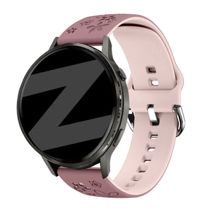 Bandz Garmin Forerunner 265s Silicone Strap 'Flowers' (Smoke Purple/Light Pink)