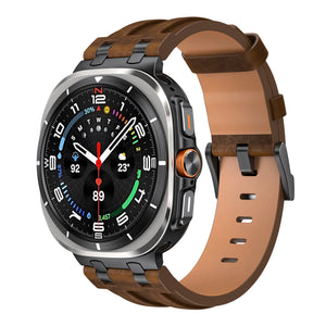 Samsung Galaxy Watch Ultra solide lederen band (donkerbruin)