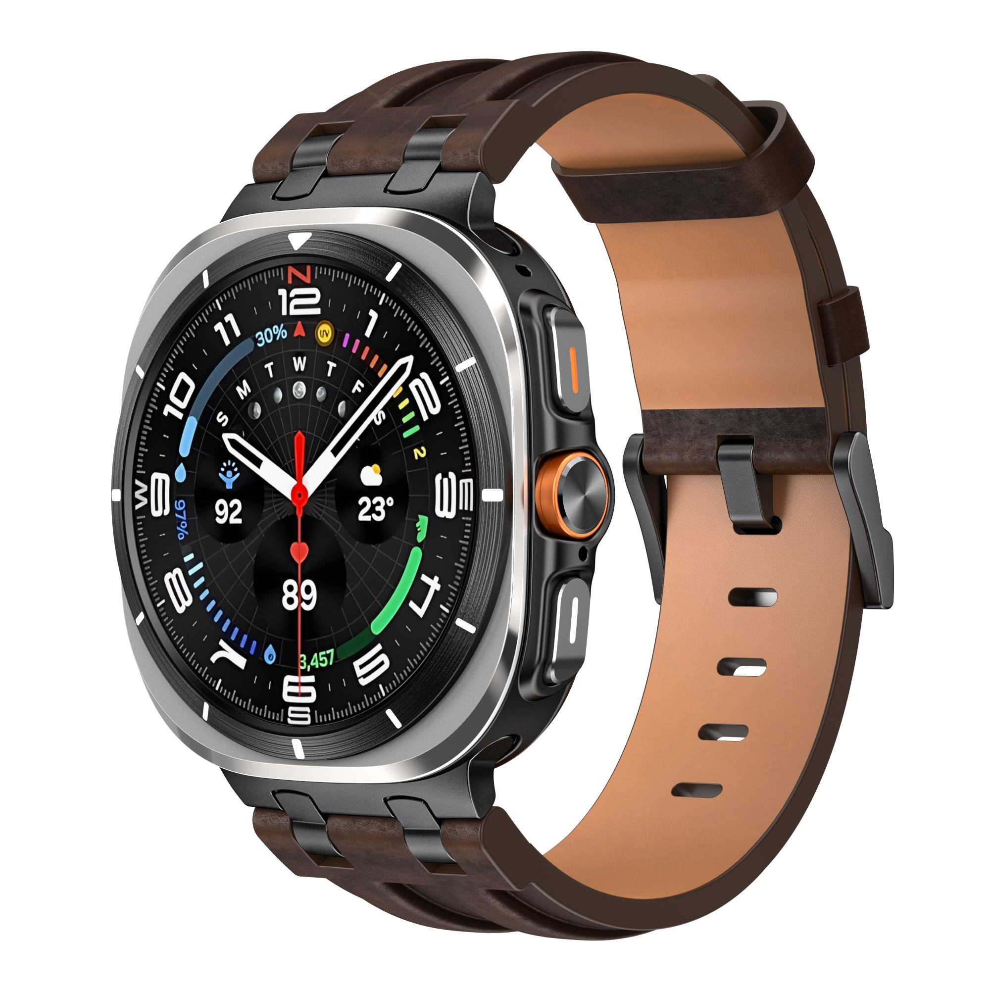 Samsung Galaxy Watch Ultra Solid Leather Strap (Coffee Brown)