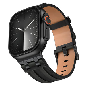 Apple Watch solide lederen band (zwart)