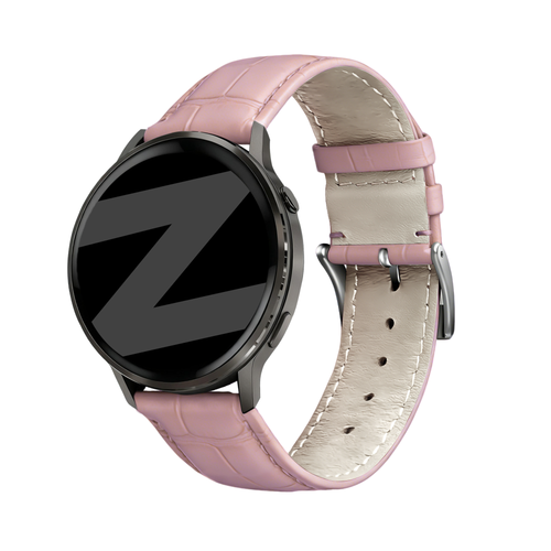 Bandz Garmin Approach S42 Leather Strap Crocodile Grain (Pink)