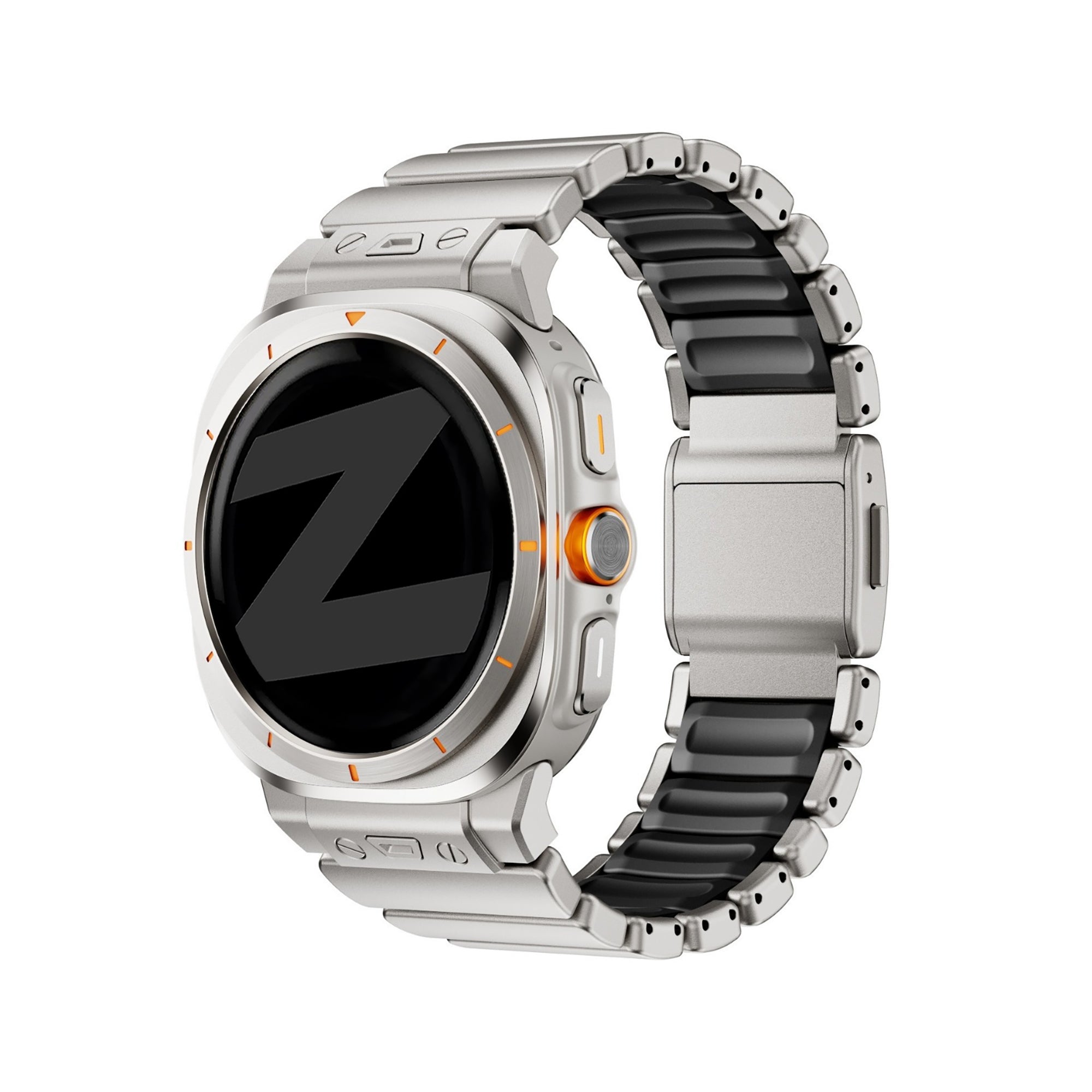 Bandz Samsung Galaxy Watch Ultra titanium band 'Hybrid' (titanium/zwart)