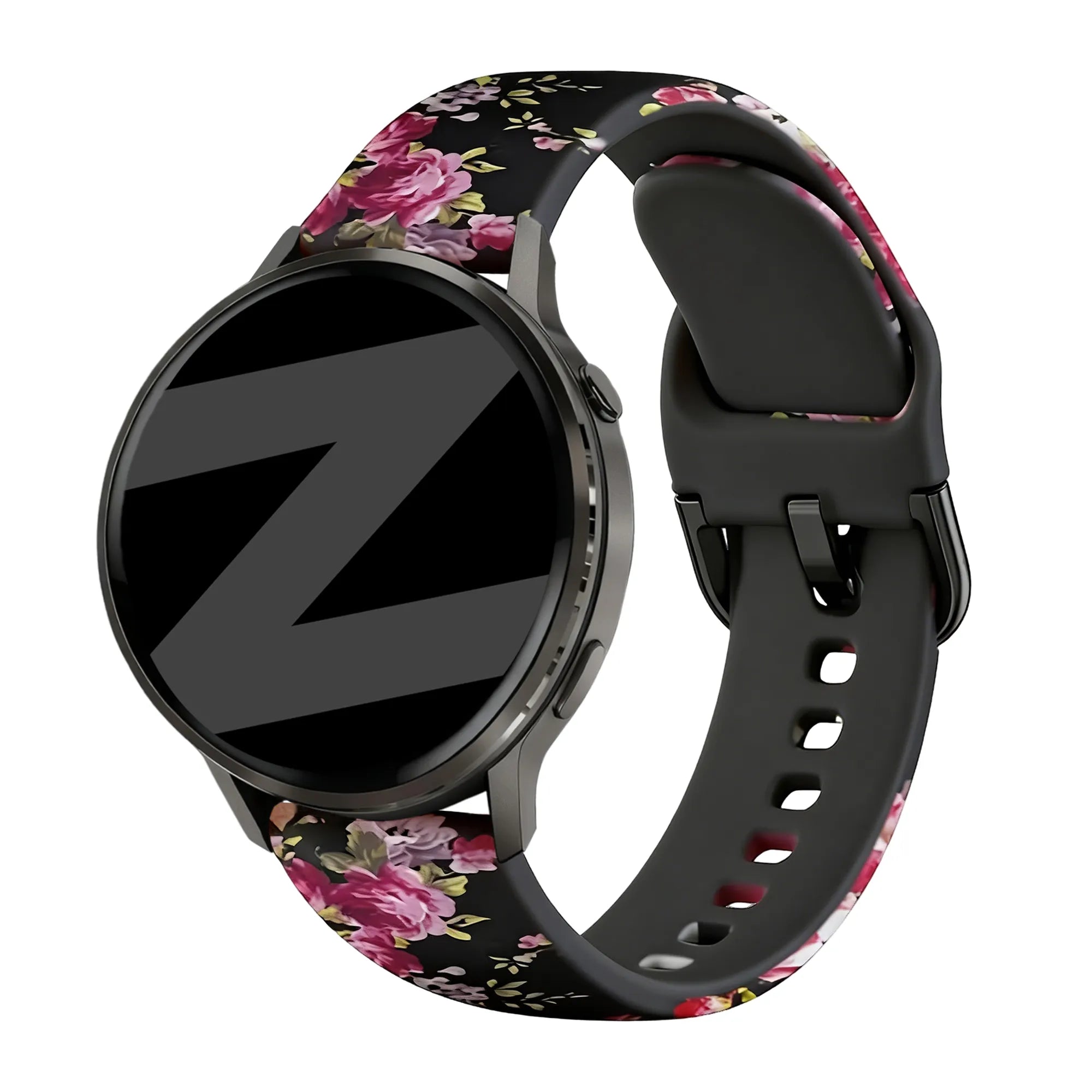 Bandz Garmin Forerunner 570 - 42mm siliconen band 'Pink Flower'