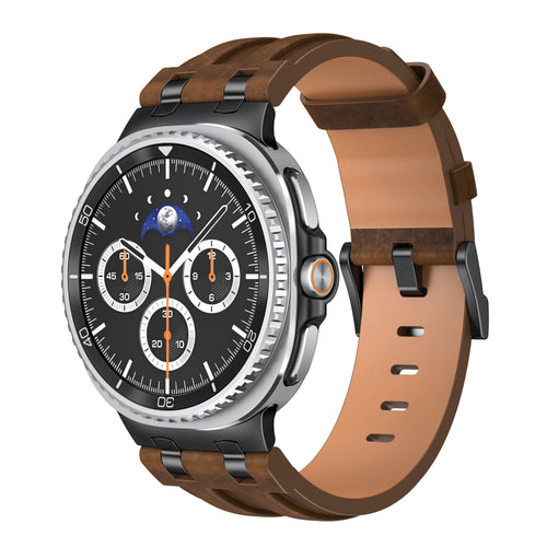 Samsung Galaxy Watch 8 Classic solide lederen band (donkerbruin)