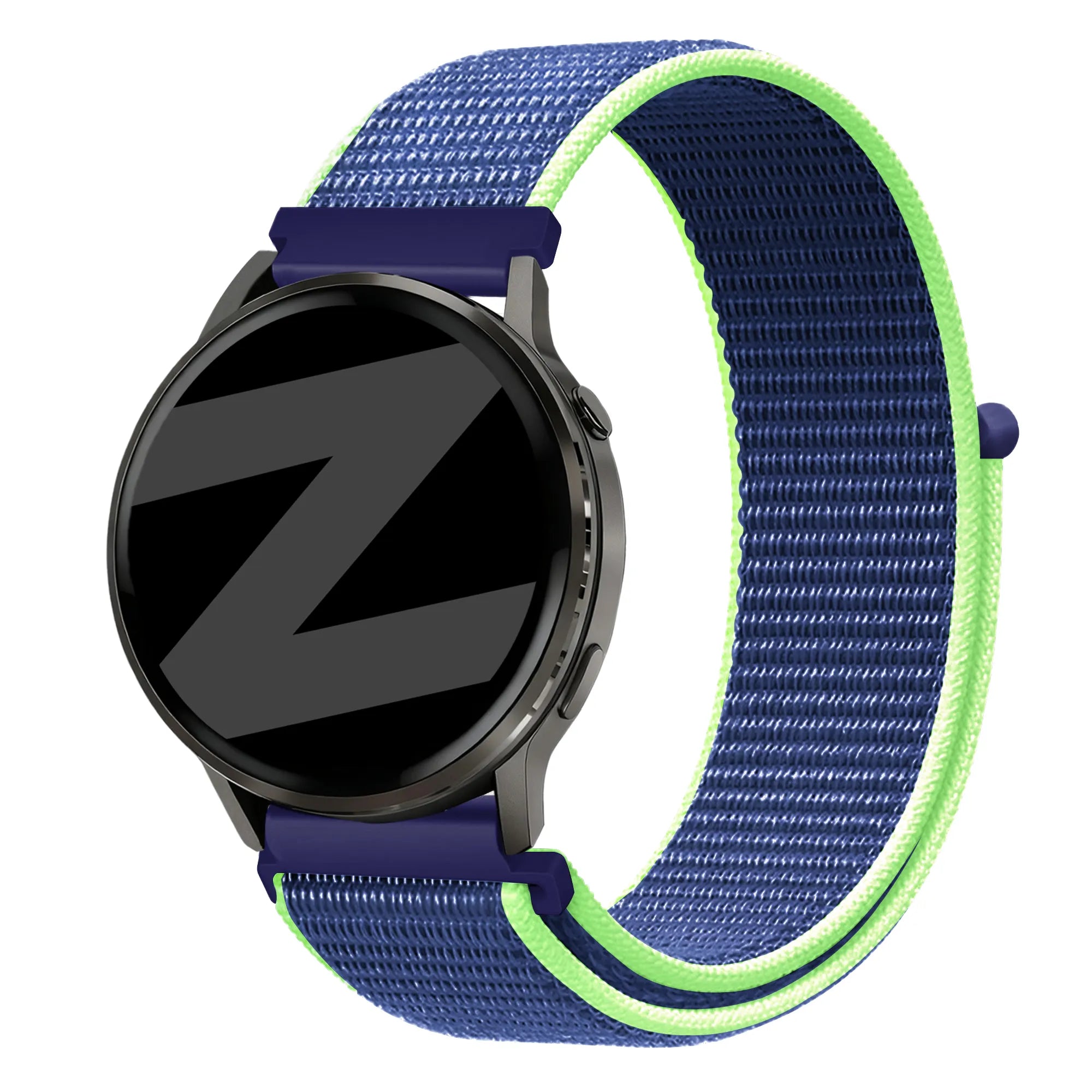 Bandz Garmin Venu 4 - 41mm nylon loop band (blauw/lime)