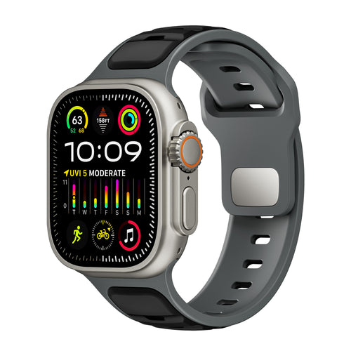 Apple Watch premium outdoor siliconen bandje (zwart/grijs)