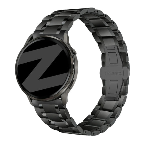 Bandz Garmin Forerunner 70 stalen schakel band 'Deluxe' (zwart)