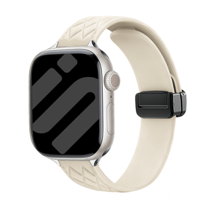 Apple Watch D-buckle siliconen diamond bandje (beige)